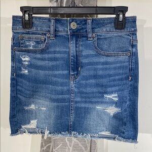 Denim Distressed Mini Skirt